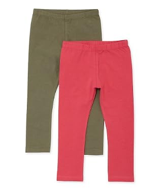 2 Pack Leggings- Khaki And Coral
