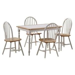 Farmhouse Tile Top Rectangular 5-piece Dining Table Set