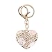 Bonlting Sweet Love Heart Rose Flower Crystal Charm Pendant Purse Bag Key Ring Chain