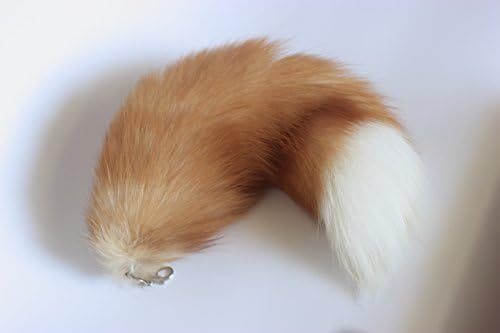 Real Golden Fox Tail Fur Handbag Accessory Key Chain Ring Hook Tassels