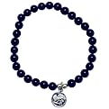 Beaded Onyx Stretch With Thing Angel Charm Bracelet - Black