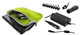 4n1 Combo - Acer Aspire AOD250-1604 10.1-Inch AC and DC Adapter Charger - Home / Car / Airplane (Invisible Zipper Dual-Pocket - Neon Green)