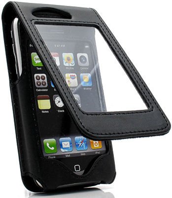 See Through Leather Flip Case and Screen Protector for Apple iPhone 3G iPhone 3GS