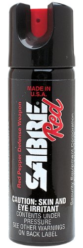 SABRE RED Police Strength Pepper Spray - Home Pepper Foam with Glow-In-Dark Safety & Wall Mount Clip