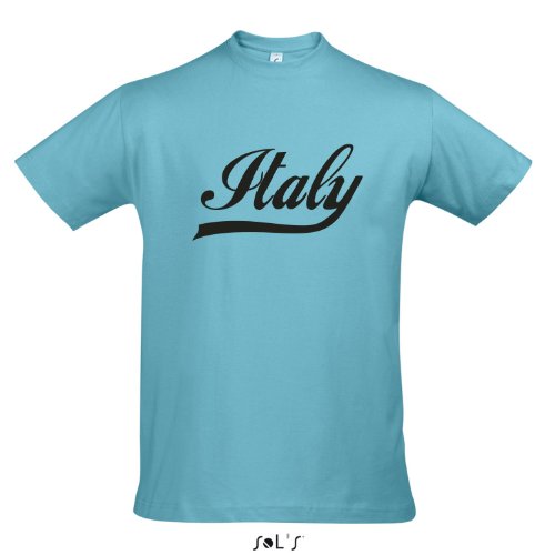 T-Shirt Italien Oldschool Italy LÄNDERSHIRT EM / WM FAN Trikot S-XXL , Atoll blue – schwarz , S