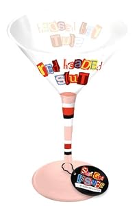 Martini Glass Hand Painted Red Headed Slut