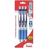 Pentel EnerGel Deluxe RTX Gel Ink Pens, 0.7 Millimeter Metal Tip, Blue Ink, 3-Pack (BL77BP3C)