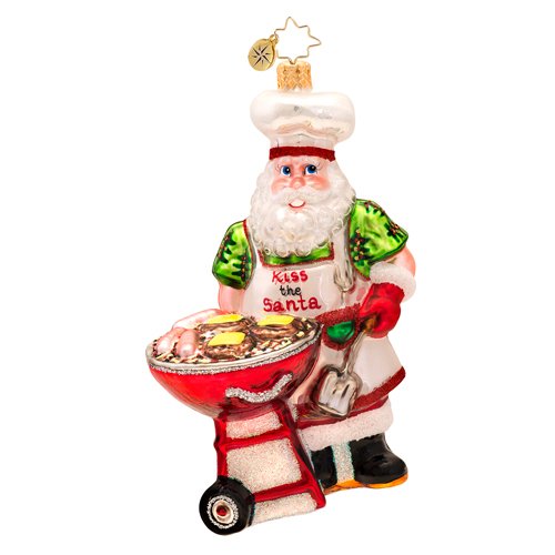 Christopher Radko Glass Well Done! Barbecue Santa Claus Christmas Ornament #1017372 Christopher Radko Glass Well Done! Barbecue Santa Claus Christmas Ornament #1017372