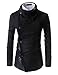 (GD93) Slim Stylish Unbalanced Metallic Leather Point Knitted Cardigan Sweaters Black US 2XL(Tag Size 3XL)
