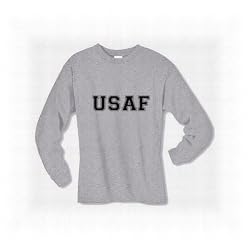 USAF Air Force Long Sleeve T-Shirt - Authentic Military Style Physical Training T-Shirt in gray