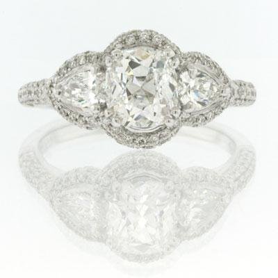 2.05ct Antique Cushion Brilliant Diamond Engagement 