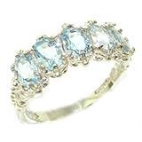 Victorian Design Solid English Sterling Silver Natural Aquamarine Ring - Finger Sizes 5 to 12 Available
