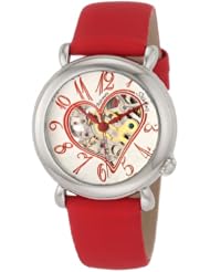 Stuhrling Original Womens 109.1215H2 Amour Aphrodite Cupid II Automatic skeleton Red Leather Watch