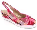 PLAID SLINGBACK LOW WEDGE