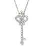 14k White Gold Diamond Heart Key Pendant Necklace, 18" (.118 cttw, I-J Color, I2-I3 Clarity)