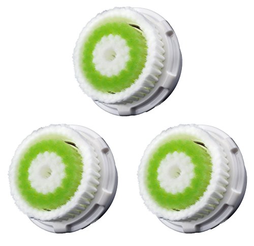 DiamondWhite Facial Cleaning Brush Head Replacement for Clarisonic - For Acne Skin - 3 Pack. Fits Mia, Mia2, Mia3, Aria, Pro, Plus, Alpha Fit, Radiance Cleansing, SMART Profile