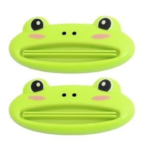 Rosallini 2 Pcs Green Plastic Frog Shaped Toothpaste Squeezers