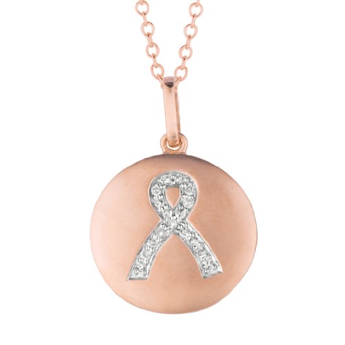 Gold Over Silver Round Diamond Breast Cancer 