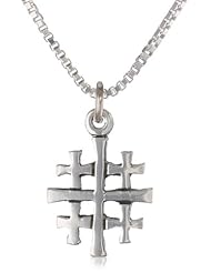 Bob Siemon Sterling Silver Jerusalem Cross Pendant Necklace, 18"