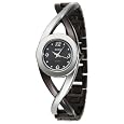 XOXO Women's XO5218 Black Dial Two-Tone Half Cuff and Half Bracelet Watch