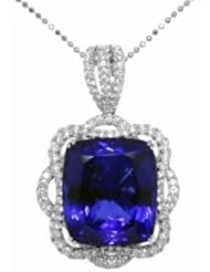 18K White Gold Tanzanite and Diamond Pendant -- LIFETIME WARRANTY