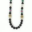 Southwestern Black Onyx Gemstone Bead, Sterling Silver and Gold 30" Necklace by Native American Artist Tommy Singer, #7684