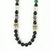 Southwestern Black Onyx Gemstone Bead, Sterling Silver and Gold 30" Necklace by Native American Artist Tommy Singer, #7684