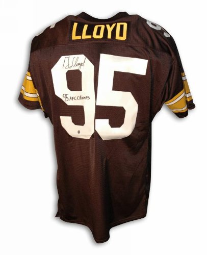 Autographed Greg Lloyd Pittsburgh Steelers Black Throwback Jersey Inscribed 95 AFC Champs