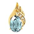 14K Yellow Gold Aquamarine and Diamond Pendant