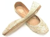 Beachcombers! Ethnic Embellished Silk Beaded & Sequin Indian Khussa Belly Dance Shoes Ivory