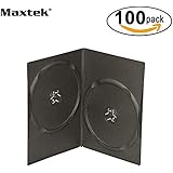 Maxtek 7mm Slim Black Double CD/DVD Case, 100 Pieces Pack.