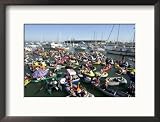 Fans Crowd into Boats, Kayaks, and Rafts Waiting for Their Chance to Catch a Home Run Ball Associated Press Collection Framed Photographic Poster Print, 21x17