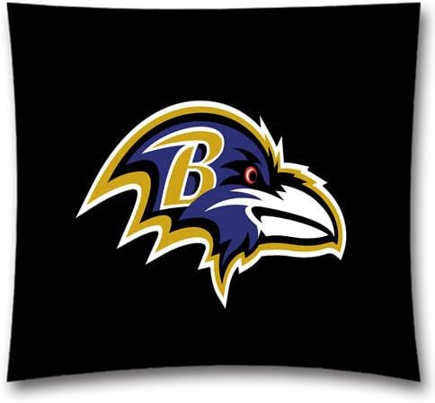 NFL Throw Pillow Cushion Covers, Baltimore Ravens Square Decorative Throw Pillowcases, Pure Cotton, Bedding, Sofa, Couch, Size: 18x18 inches (45x45 cm) Ball Game Theme 1048