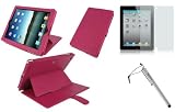 rooCASE 3n1 Convertible Premium Leather (Magenta) Case Cover with 24 Angle Adjustable Stand / Anti-Glare Screen Protector / Capacitive Stylus for Apple iPad 2 / iPad 3 / The new iPad Wifi / 3G Model 16GB, 32GB, 64GB