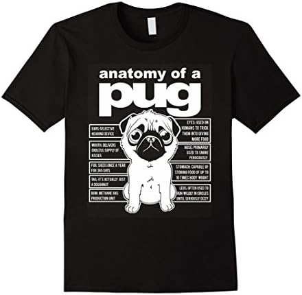 Men's Anatomy of a Pug Funny Tee T-Shirts Large Black