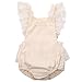 Newborn Baby Girl Ruffle Lace Romper Toddler Fly Sleeve Cotton Splice Layered Bodysuit (Beige Lace, 24 Months)