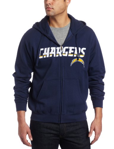 NFL Men's San Diego Chargers Classic II Long Sleeve Fullzip Fleece With Hood (Athletic Navy, Large)