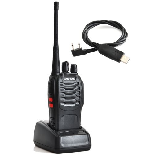 Baofeng 888S 2 Way Radio UHF 400-470MHz FM Transceiver CTCSS/DCS High Illumination Flashlight Intercom Ham Radio Walkie Talkie Long Range Black and Programing Cable