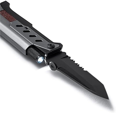 LED Camping Knife, Multitool Multi knife, Survival Tactical Gear, Fire Starter, Stainless Steel Pocket/Folding/Hunting/Hiking/Fishing. 3 in 1 Rescue