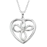 DiAura Sterling Silver Diamond-Accent Open Heart with Cross Pendant