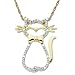 14k Yellow Gold Diamond Cat Pendant (.03 cttw, I-J Color, I2-I3 Clarity), 18