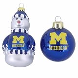 University of Michigan Wolverines Snowman and Ball Mini Blown Glass Ornaments - cod. B002RT90GW