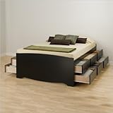 Prepac Sonoma Black Tall Full Wood Platform Storage Bed 3 Piece Bedroom Set ....