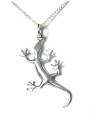 Solid Sterling Silver 925 Unique Gecko Pendant on an 18" 46cm Chain.