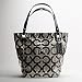 Coach Signature Coated Op Art Alex Sateen Bag Purse Tote Black Ivory