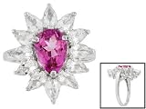 2.50CT COLOR ENHANCED PINK TOPAZ AND 3.00CTW WHITE TOPAZ STERLING SILVER RING