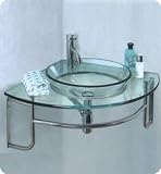 Fresca Ordinato Corner Mount Modern Bathroom Vanity w/ Tempered Glass Sink and Countertop