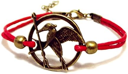 Made in USA B-251 Mockingjay Bronze Bird wax cord Bracelet