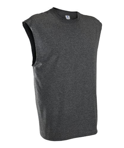 Russell Athletic Men's Basic Cotton Muscle Tee, Black Heather, X-Large