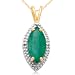 10k Yellow Gold Marquise Created Emerald and Diamond Pendant